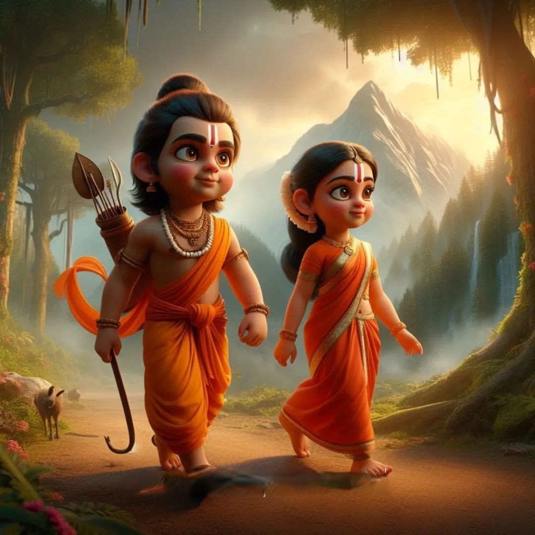 Shri Ram Sita Cute Cartoon Images Best - Wishes143.com